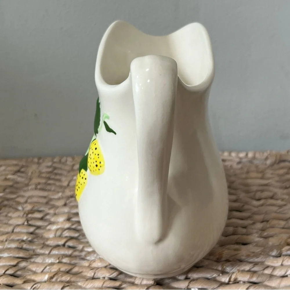 Vintage yellow strawberry 🍓 Small pitcher 80s 6” Tall MCM‎ Kitchy